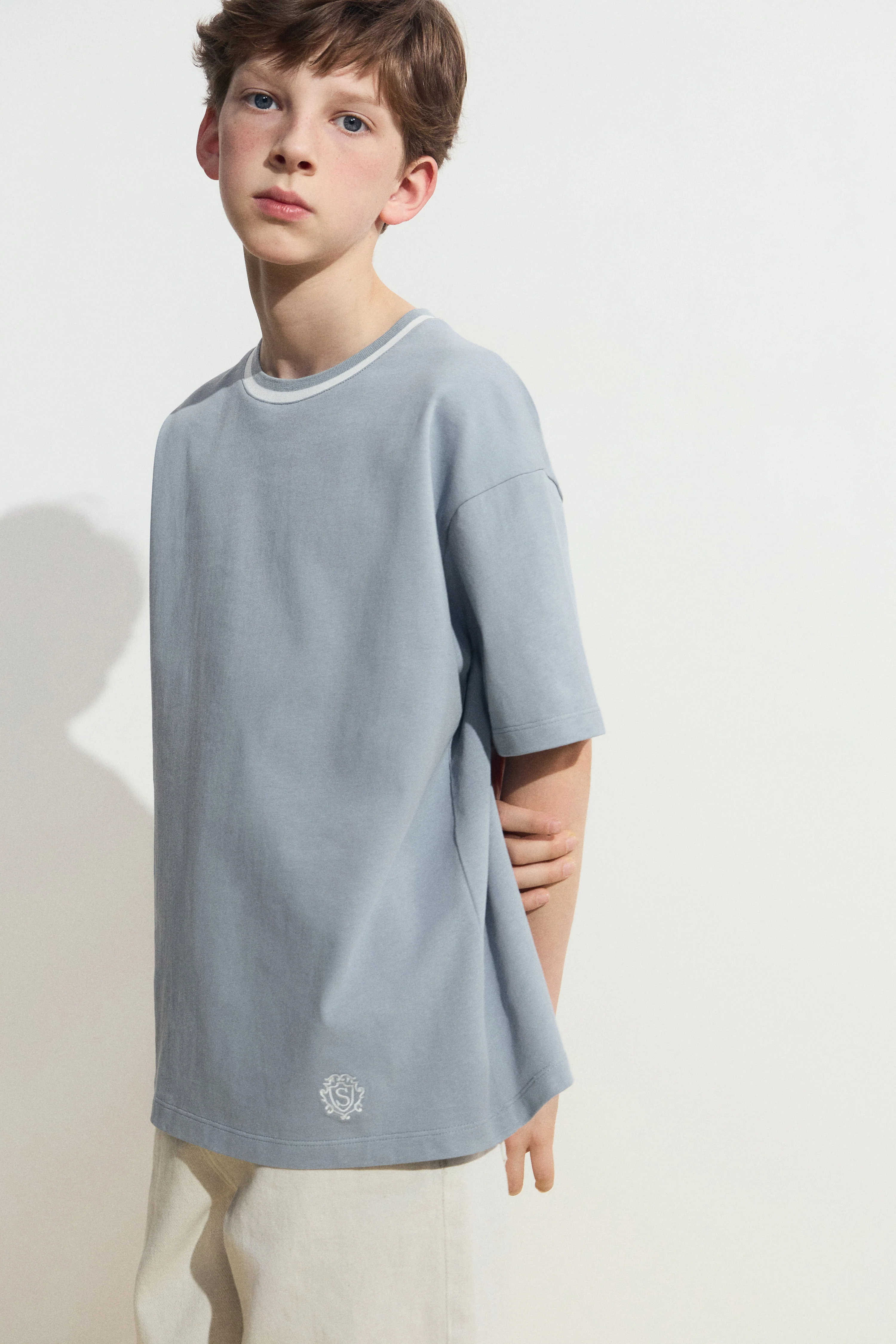 EMBROIDERED-DETAIL COTTON T-SHIRT