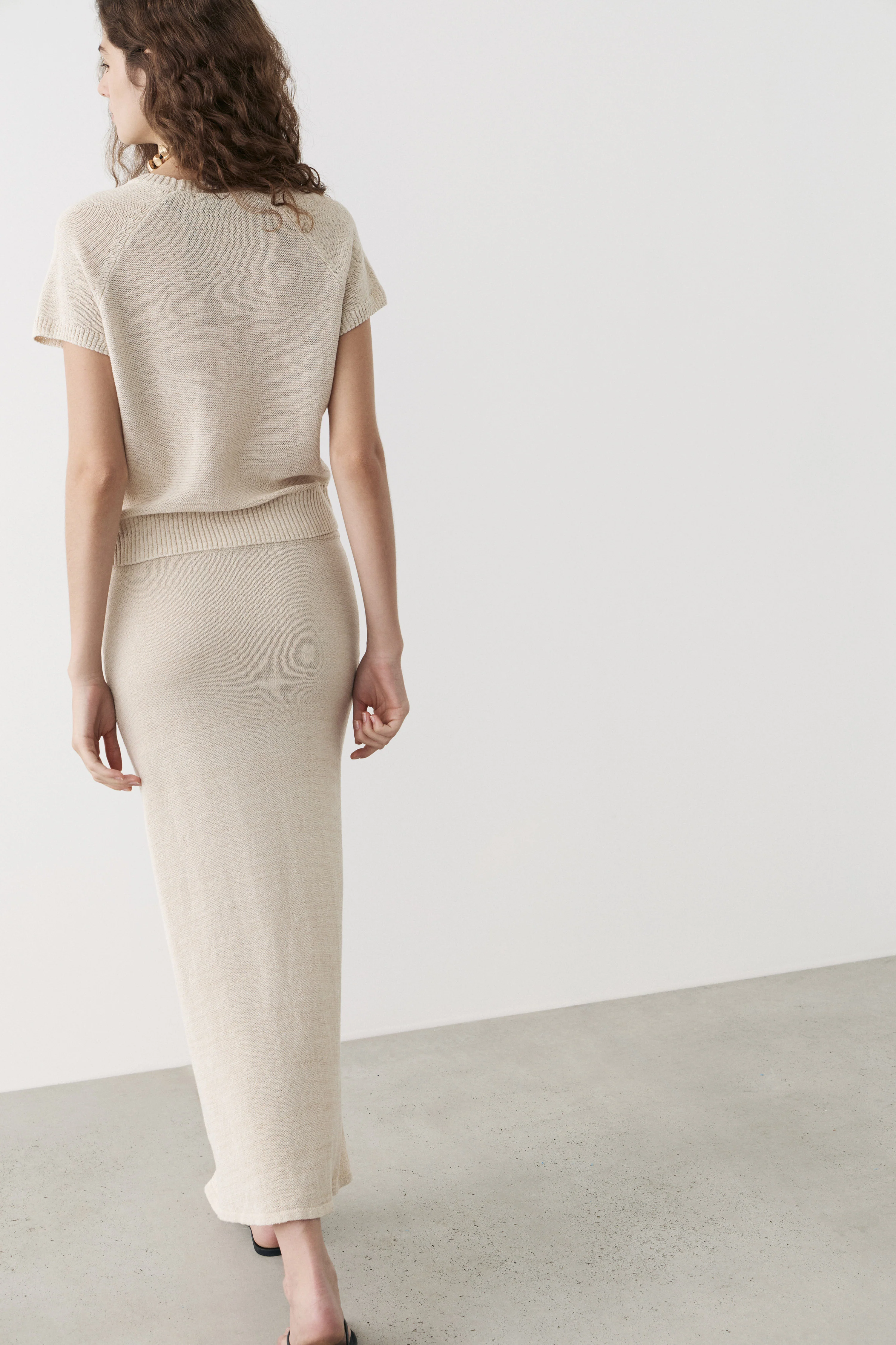FINE-KNIT COTTON-LINEN SKIRT - Image 3