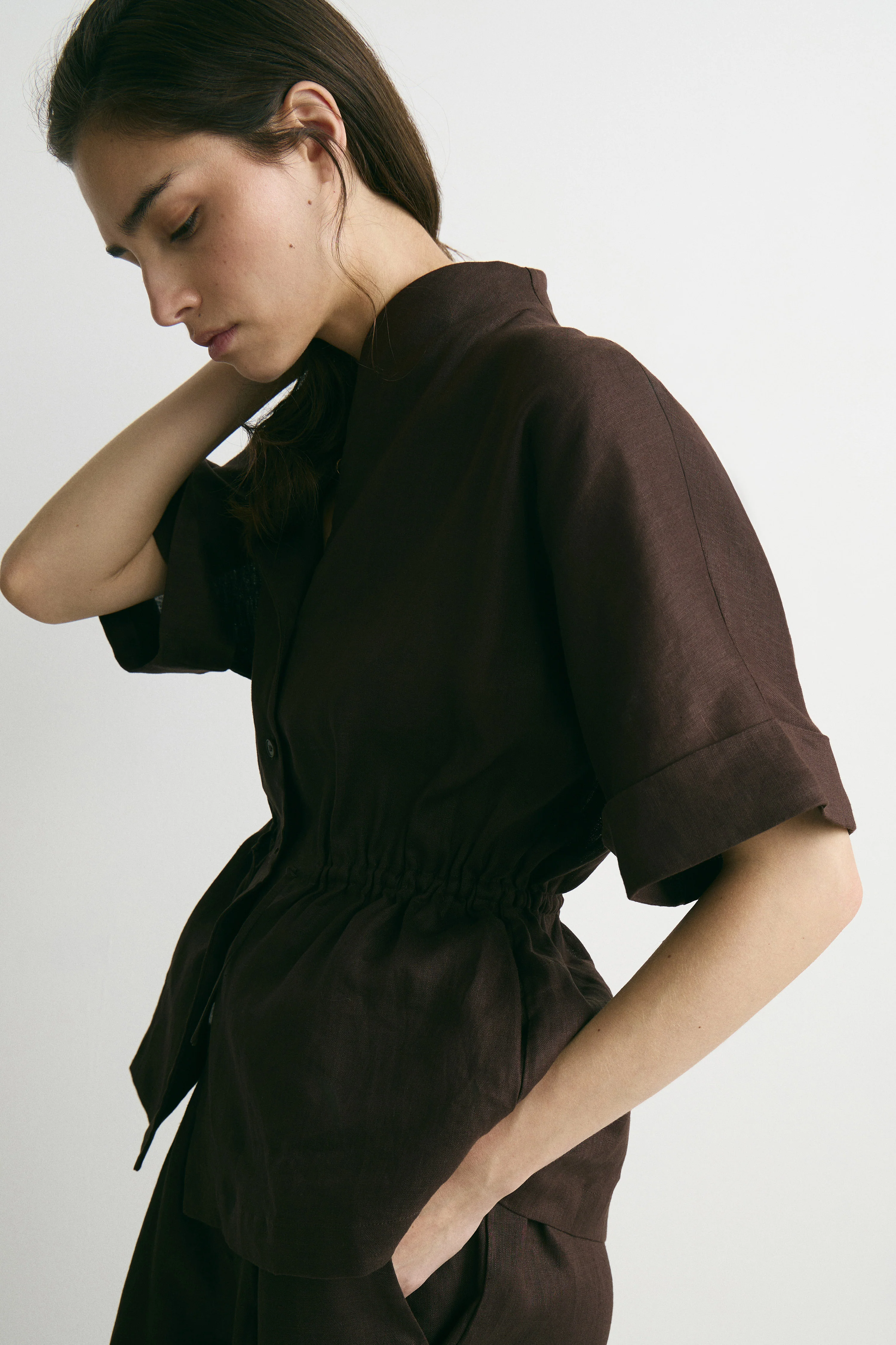 LINEN DRAWSTRING BLOUSE - Image 2