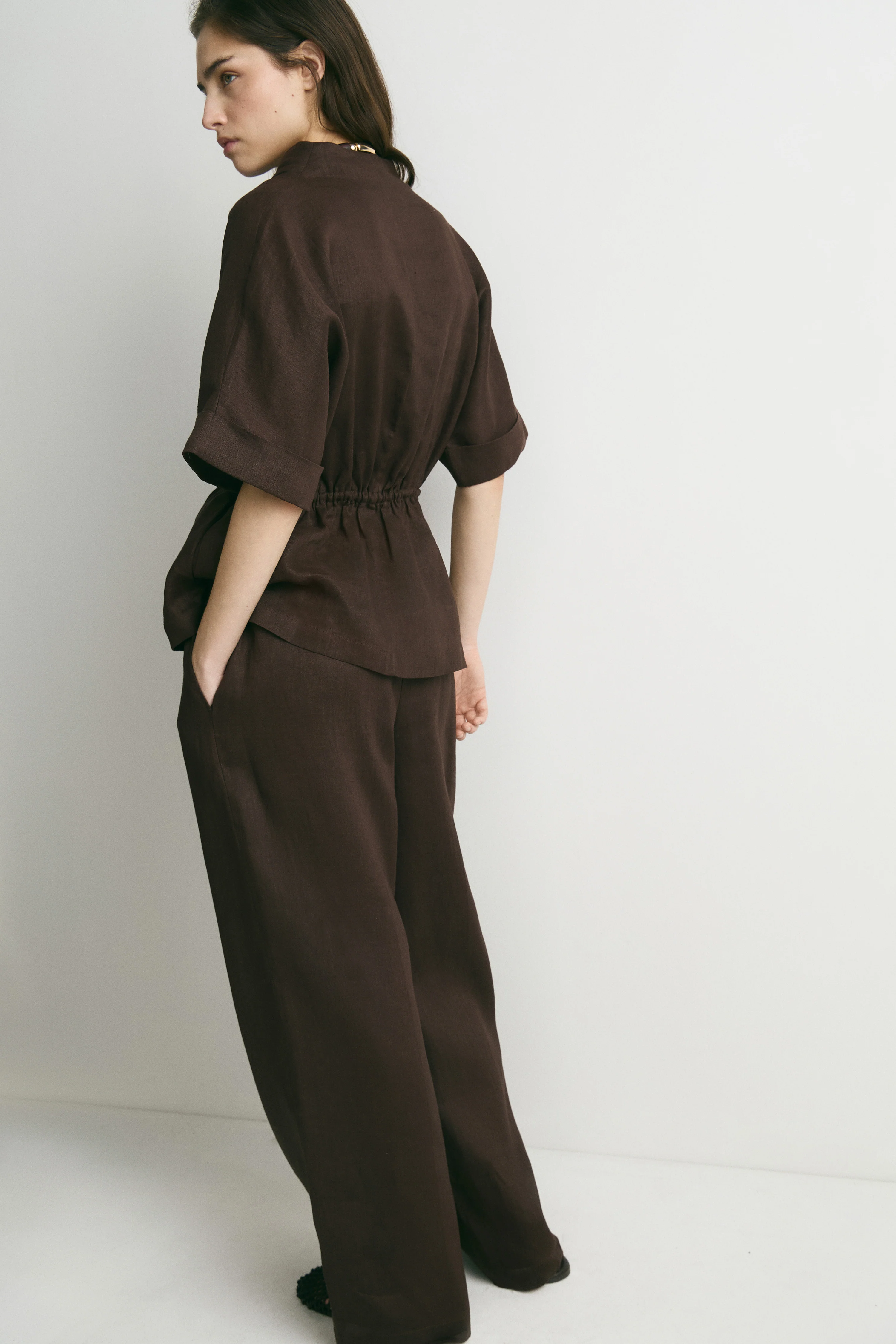 LINEN DRAWSTRING BLOUSE - Image 4