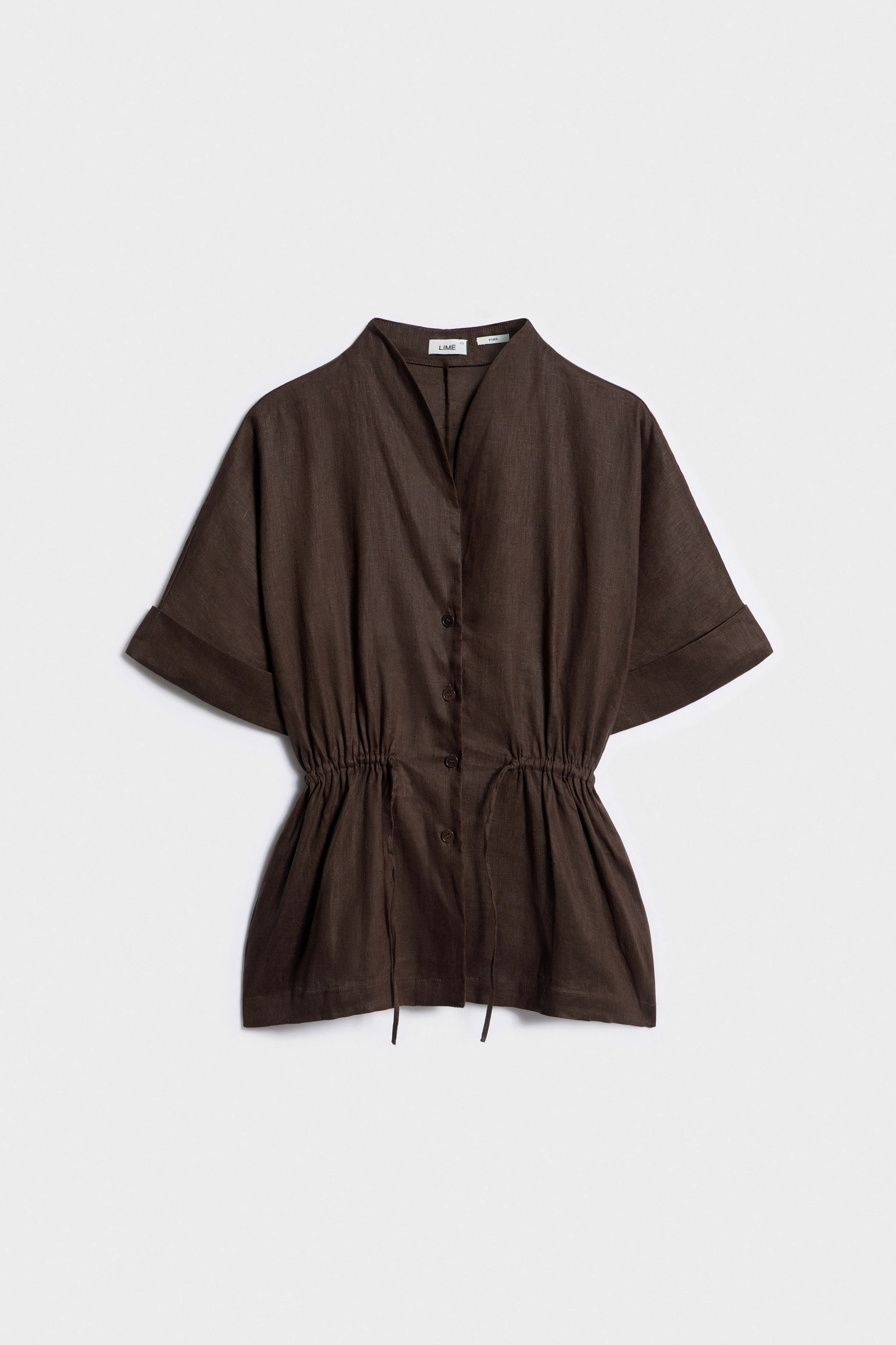 LINEN DRAWSTRING BLOUSE - Image 5
