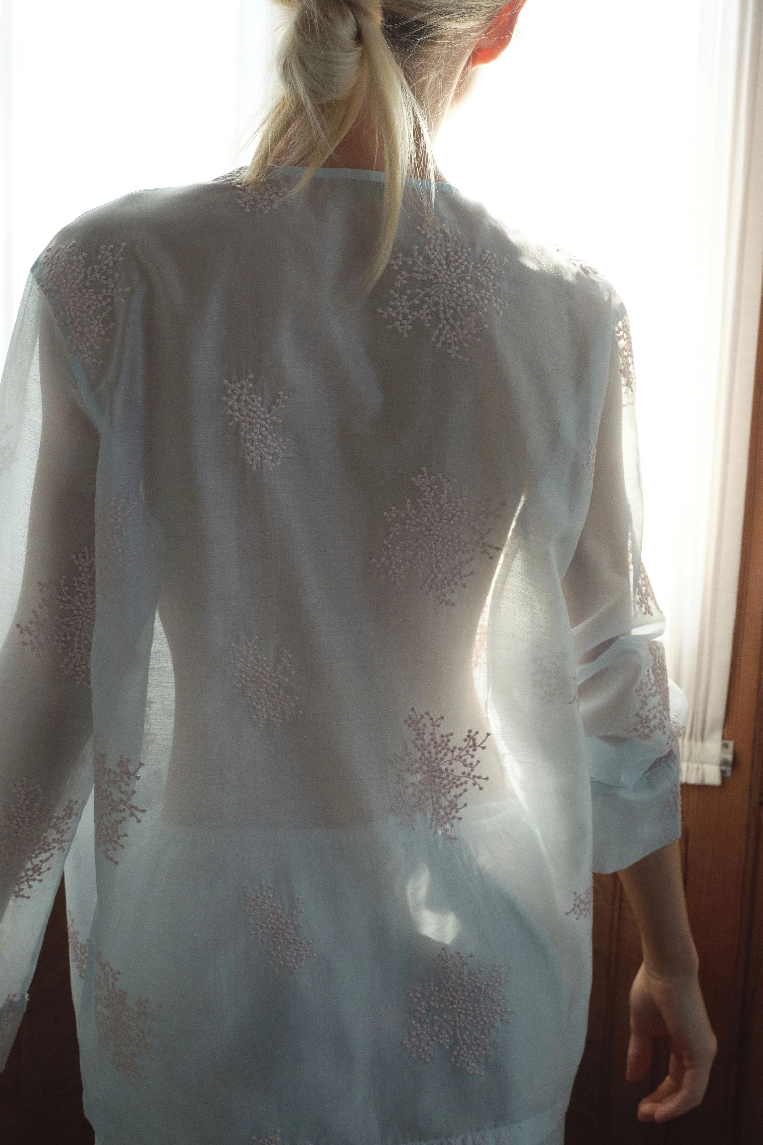 PYJAMA EMBROIDERY-DETAIL LYOCELL SHIRT - Image 5