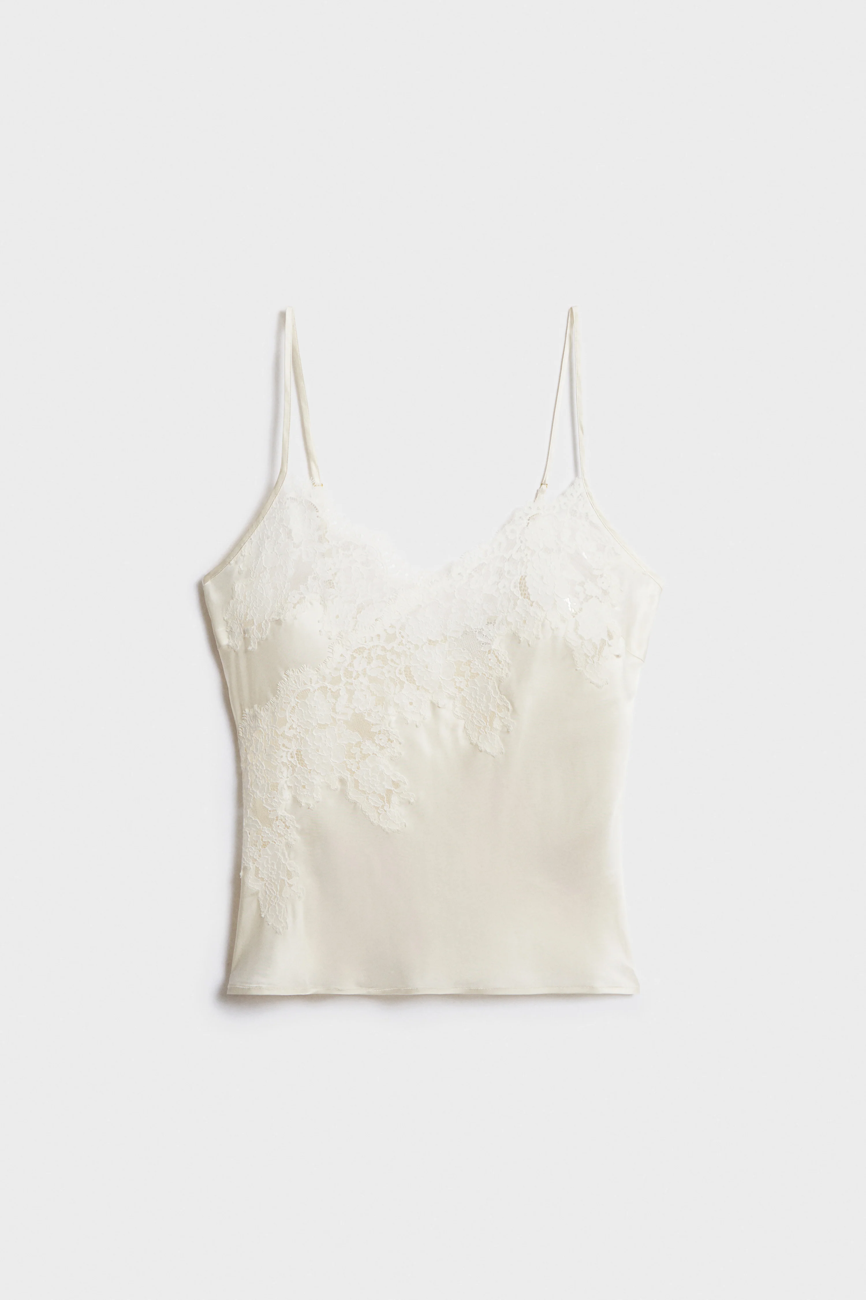 SATIN AND LACE PAJAMA TOP - Image 4