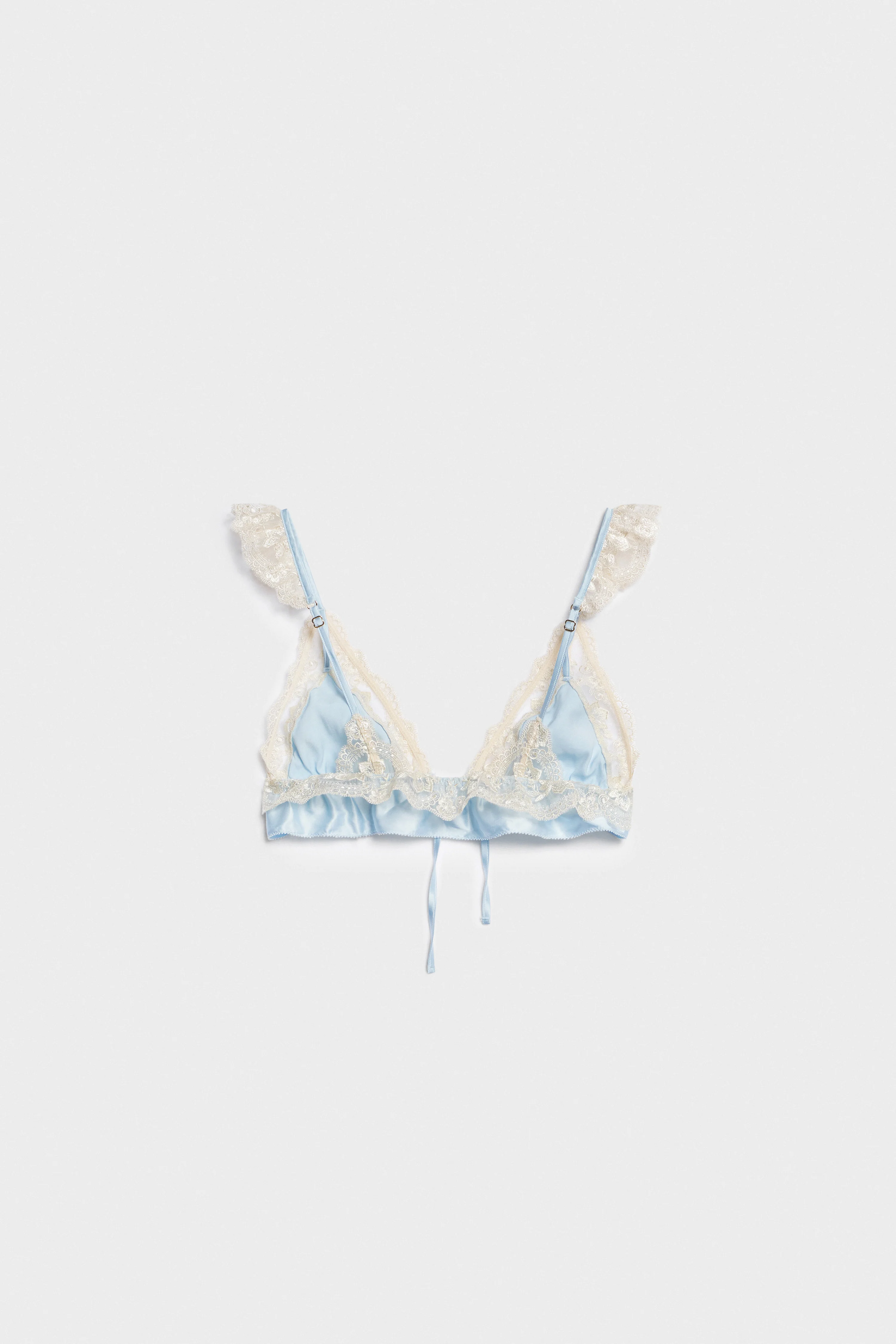 SATIN AND LACE TRIANGLE SOFT BRA - Image 5