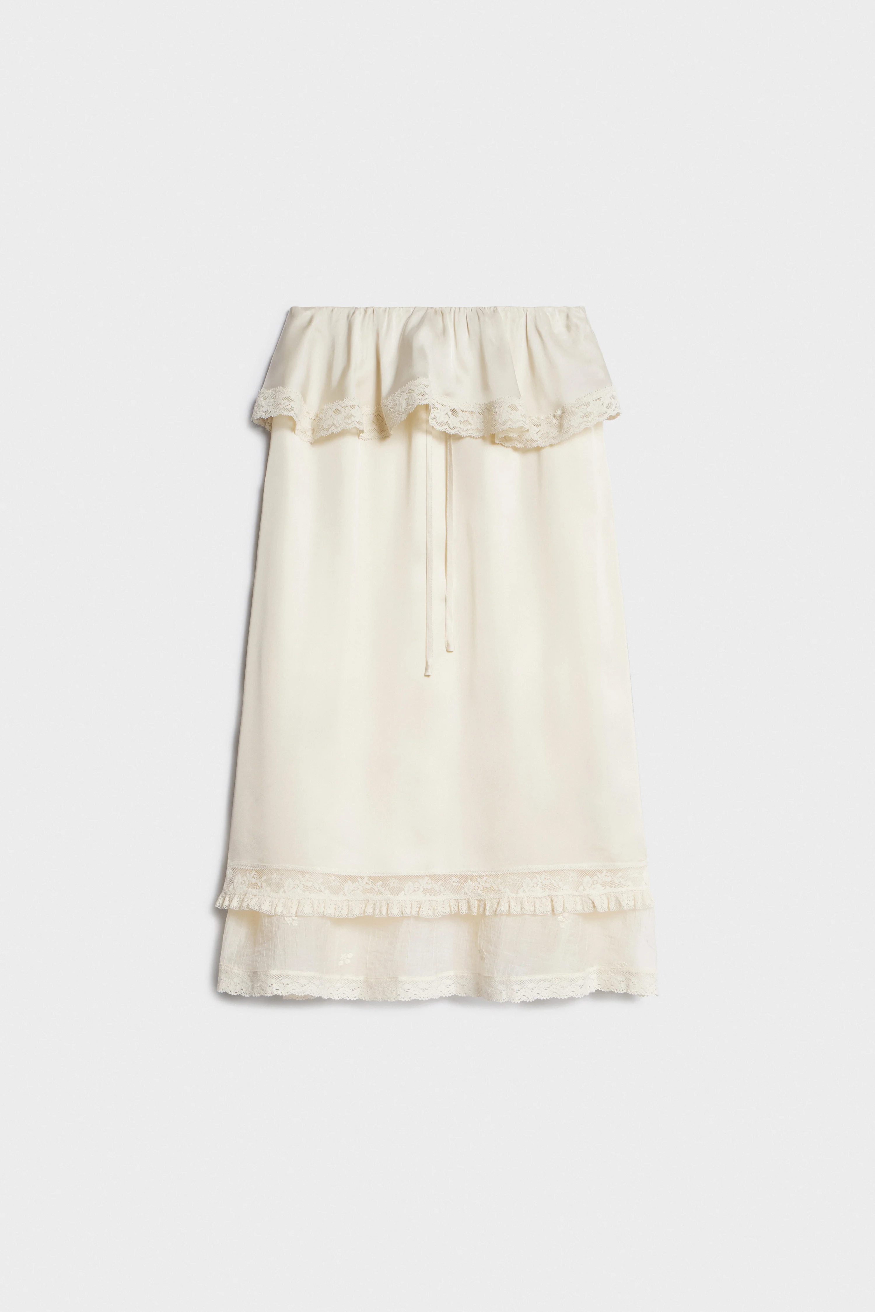 SATIN MIDI-SKIRT WITH LACE AND EMBROIDERY - Image 4