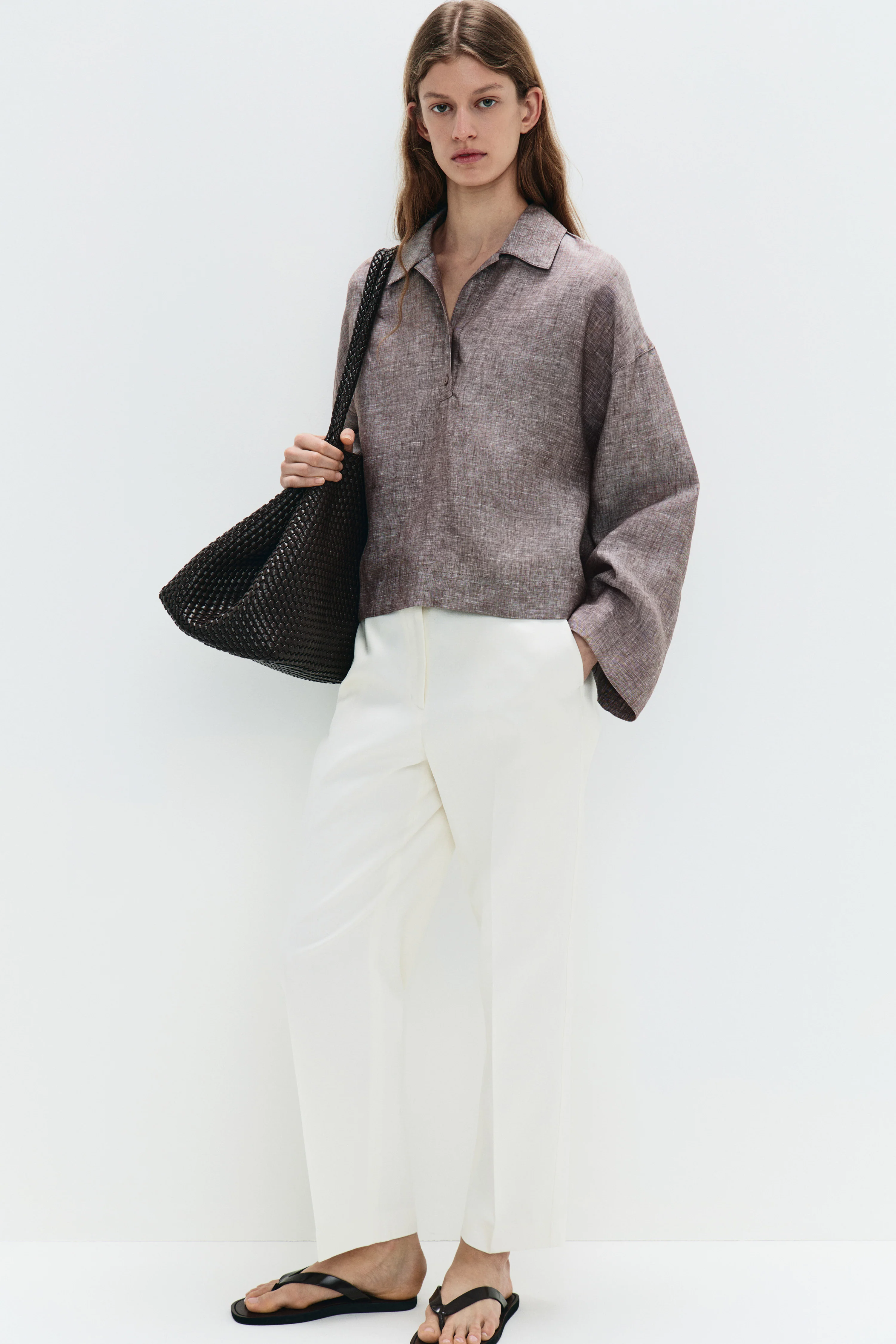 STRAIGHT FIT LINEN BLOUSE - Image 2