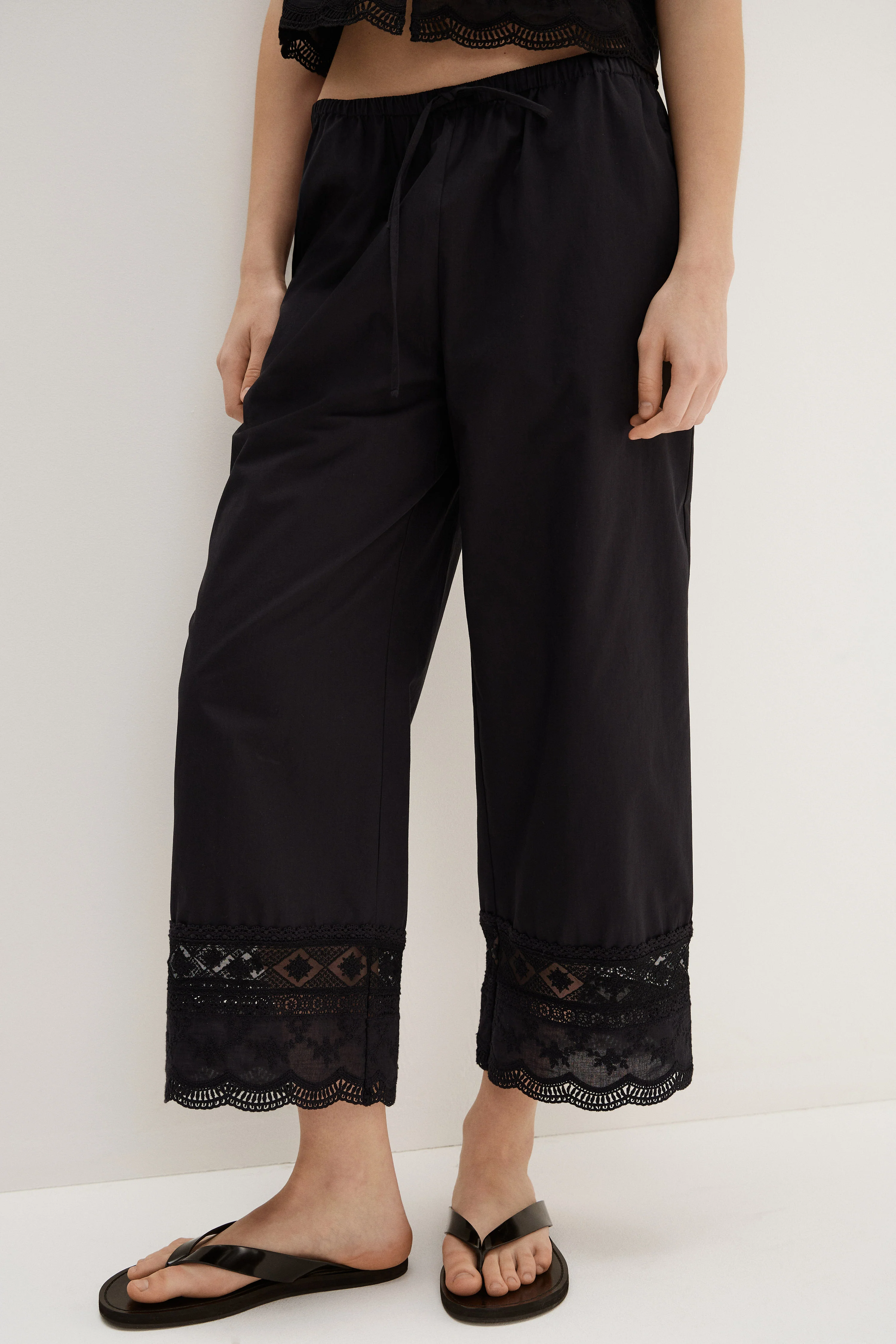 EMBROIDERY-DETAIL COTTON TROUSERS - Image 2