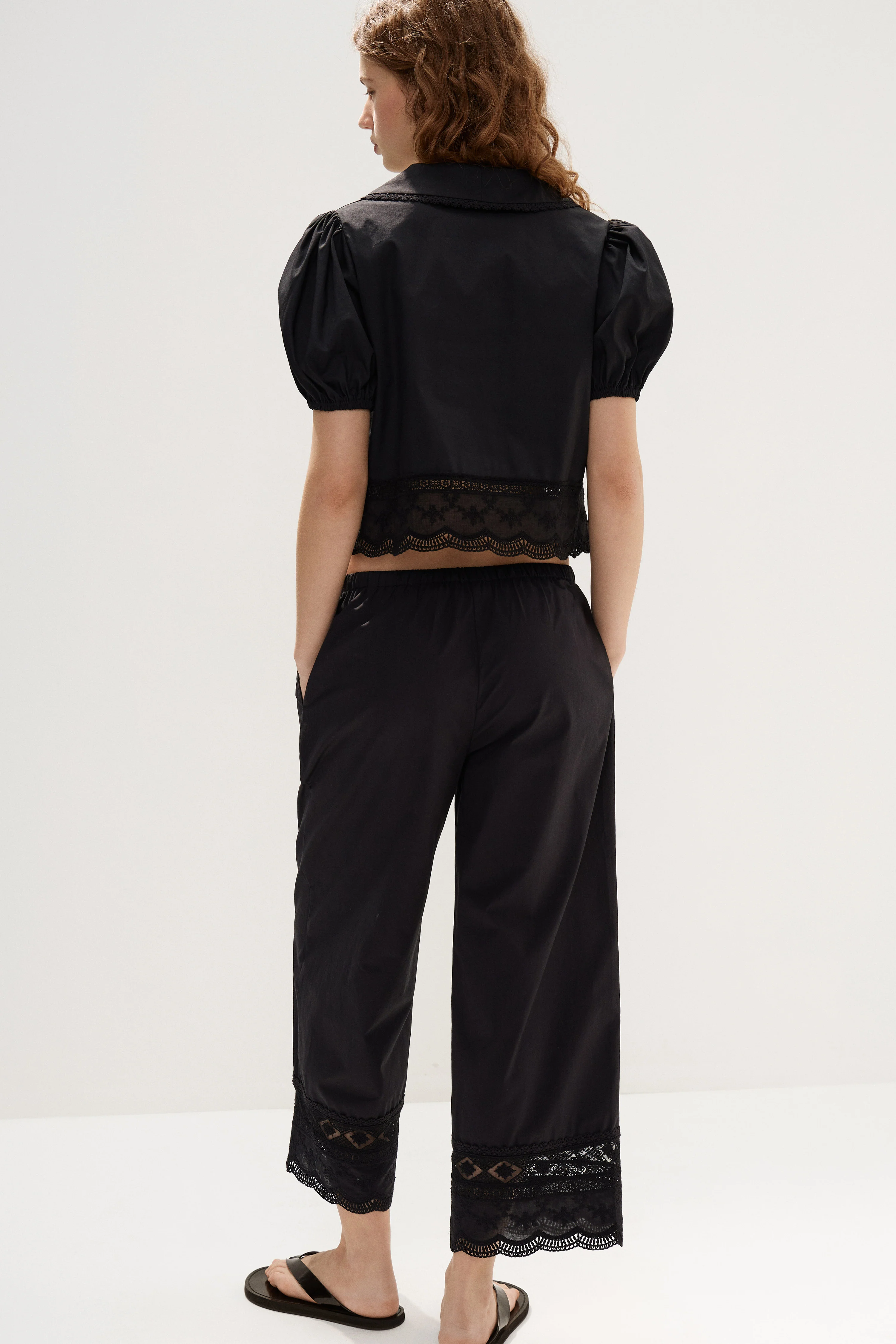 EMBROIDERY-DETAIL COTTON TROUSERS - Image 5