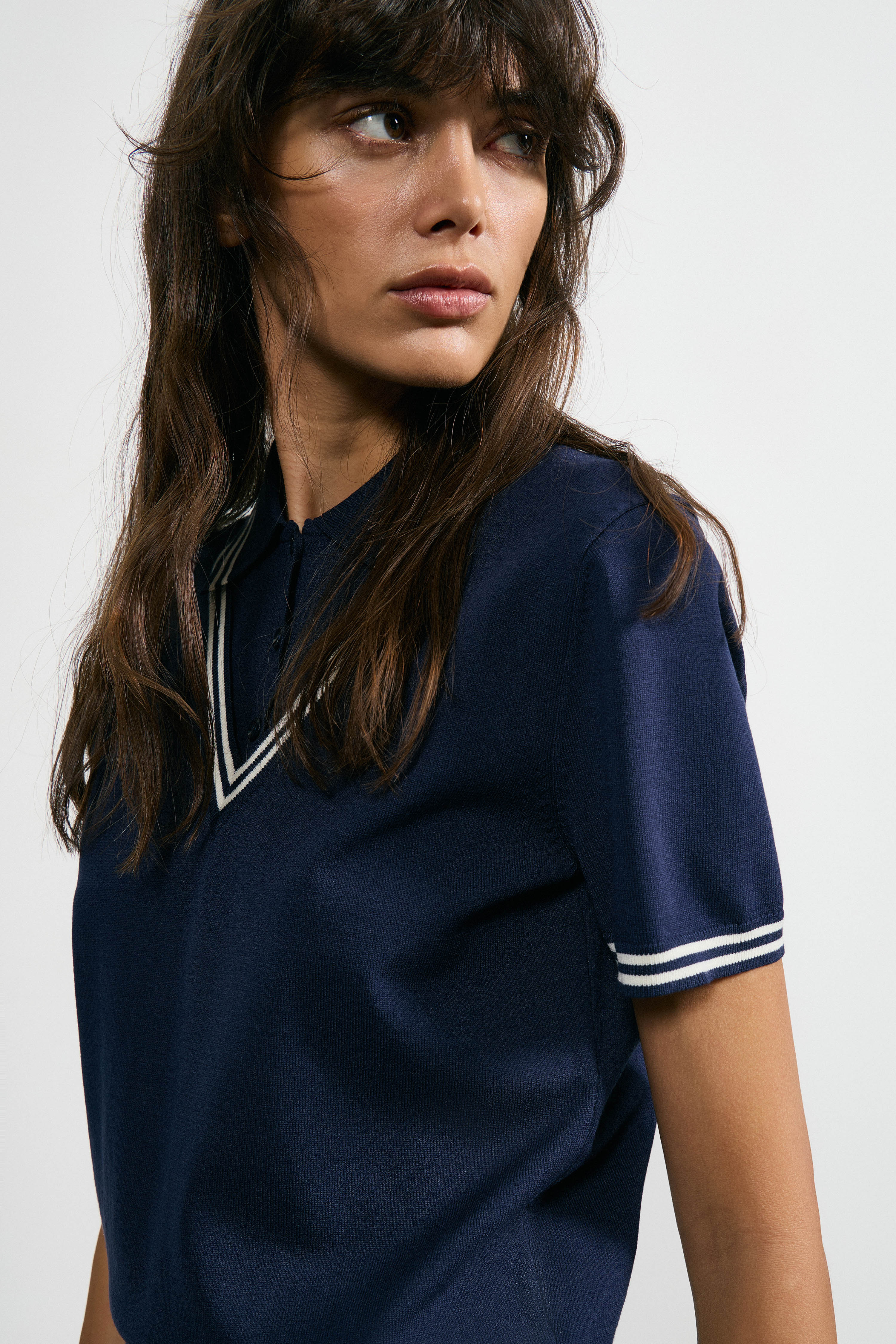 CONTRAST VISCOSE-LYOCELL KNIT SWEATER
