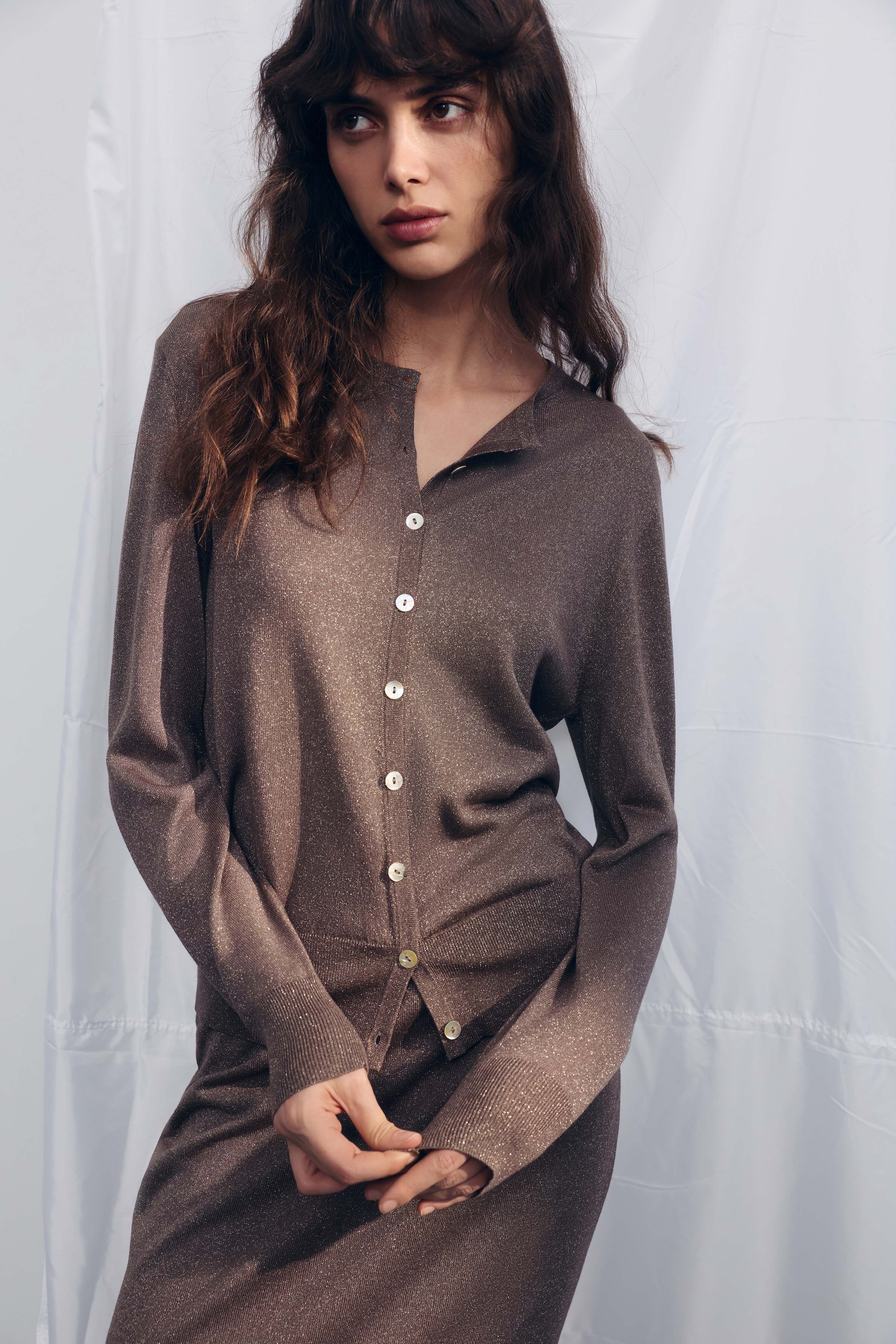 KNITTED LYOCELL METALLIC CARDIGAN - Image 3