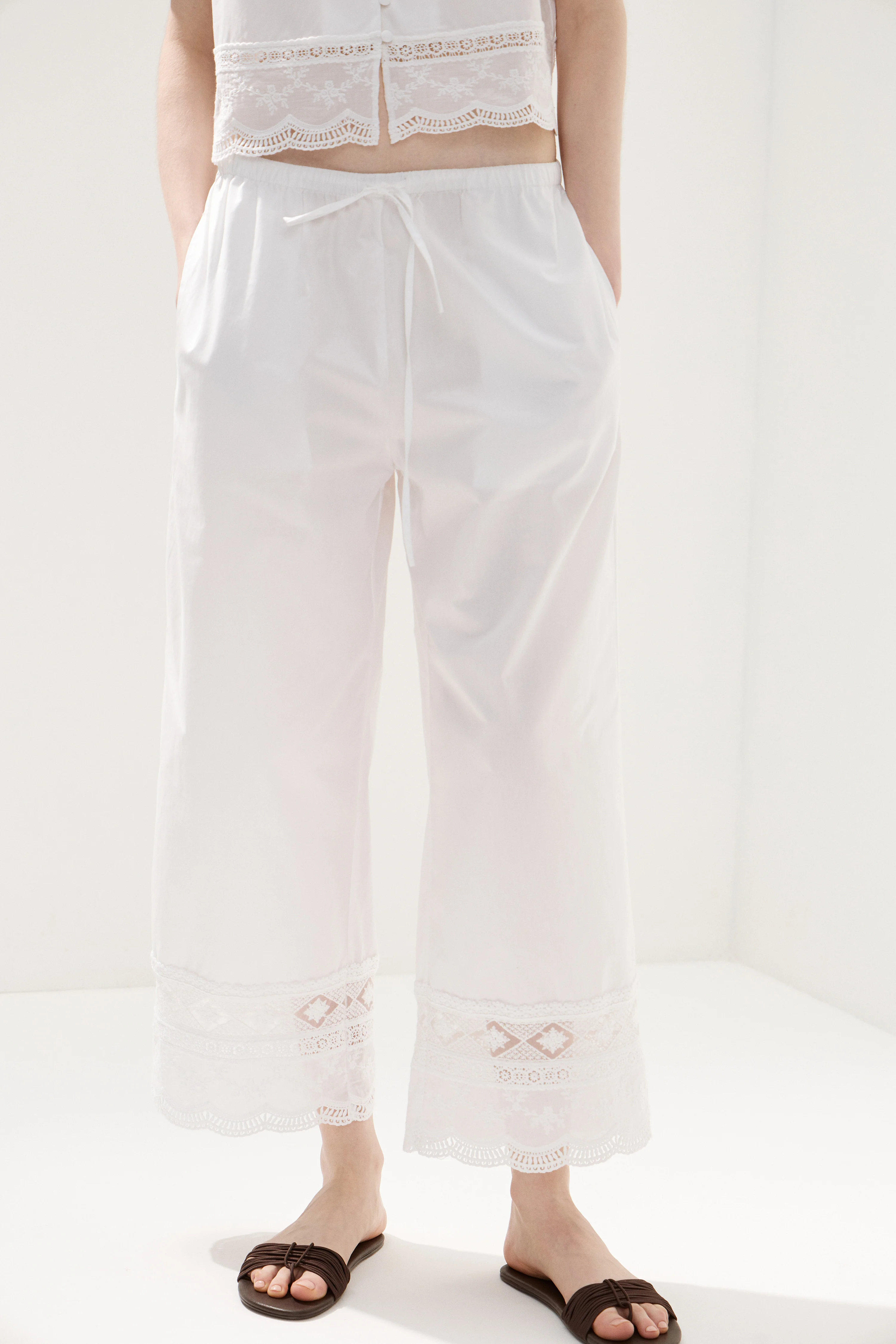 EMBROIDERY-DETAIL COTTON TROUSERS - Image 2