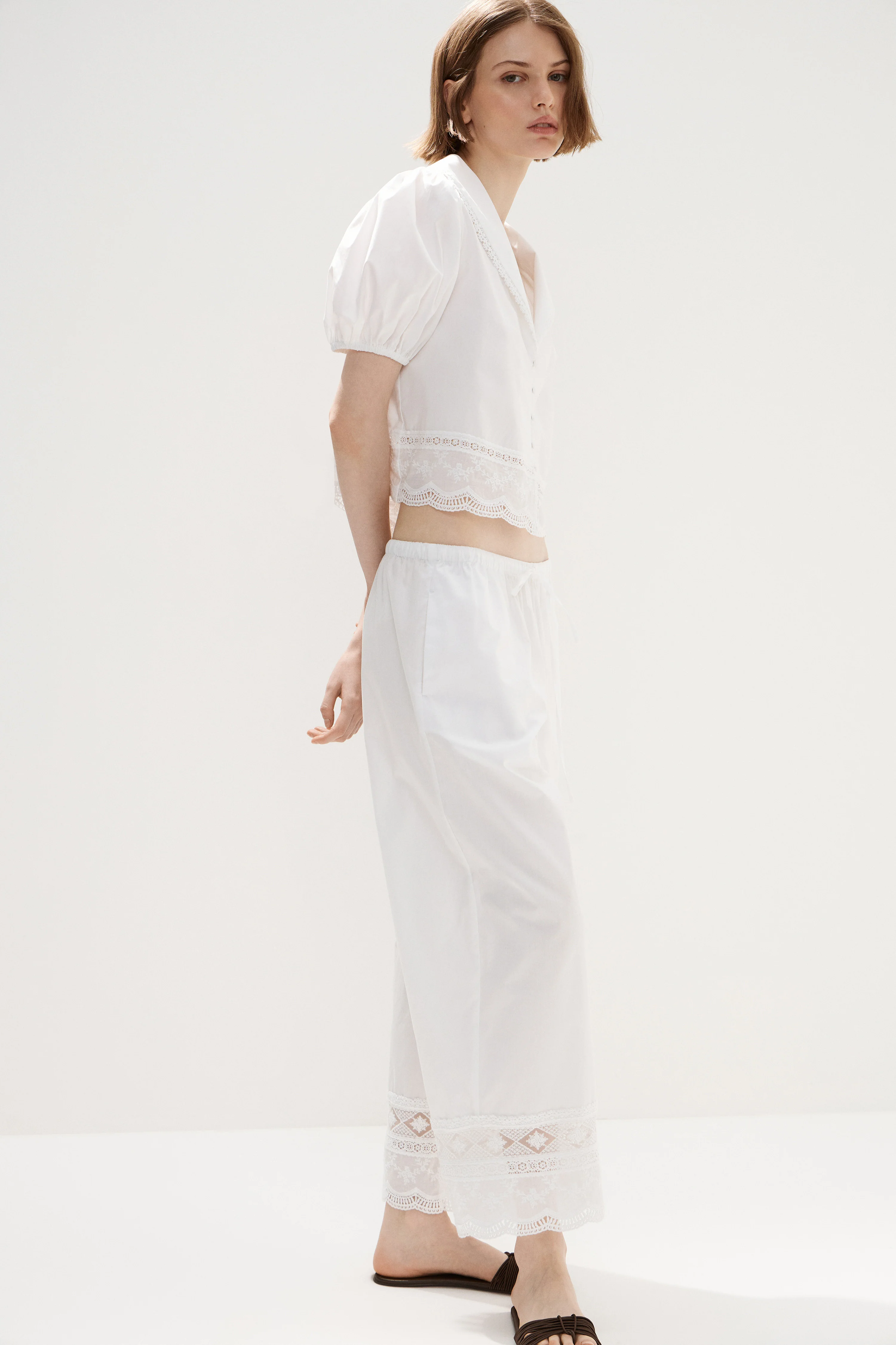 EMBROIDERY-DETAIL COTTON TROUSERS - Image 4