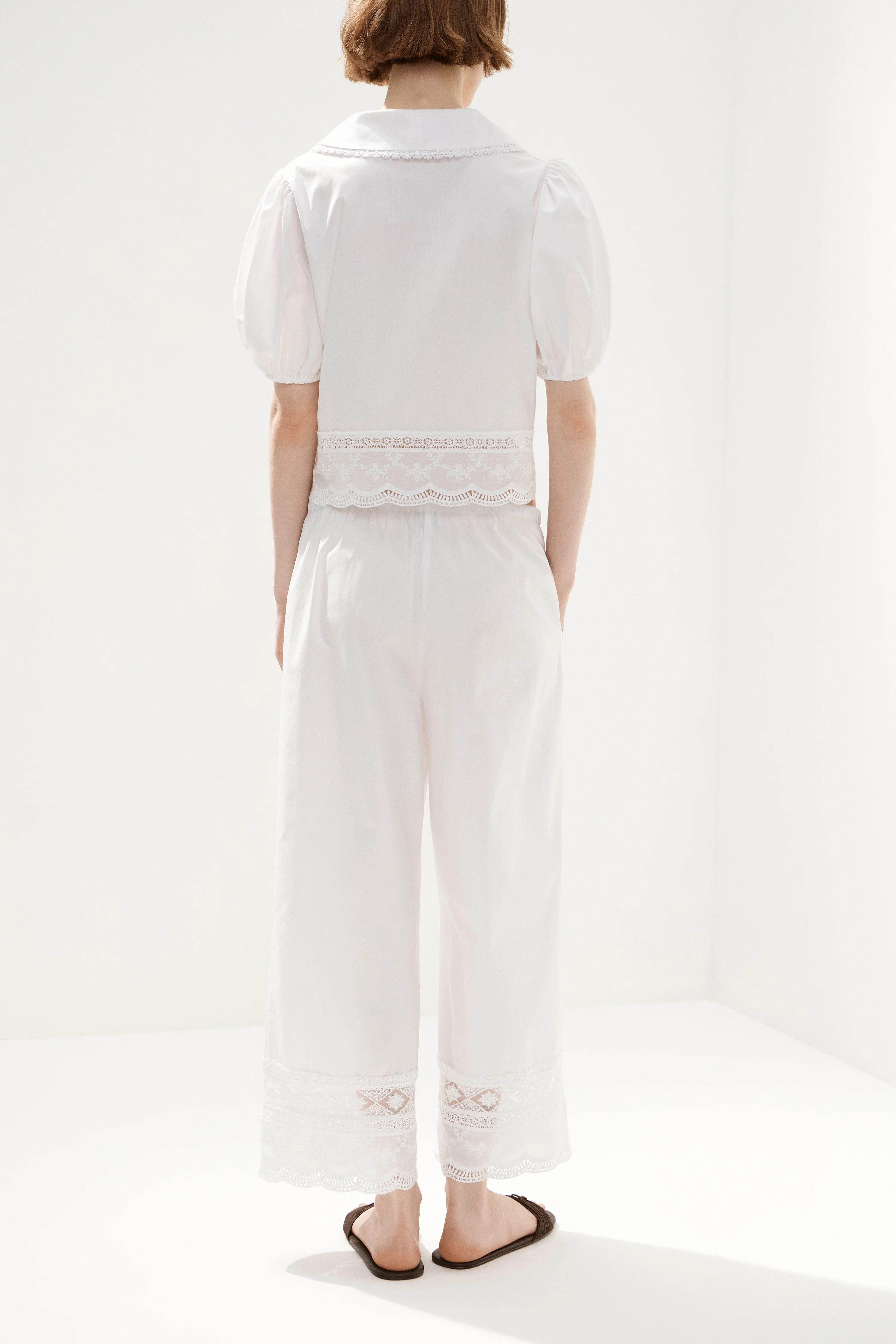 EMBROIDERY-DETAIL COTTON TROUSERS - Image 5