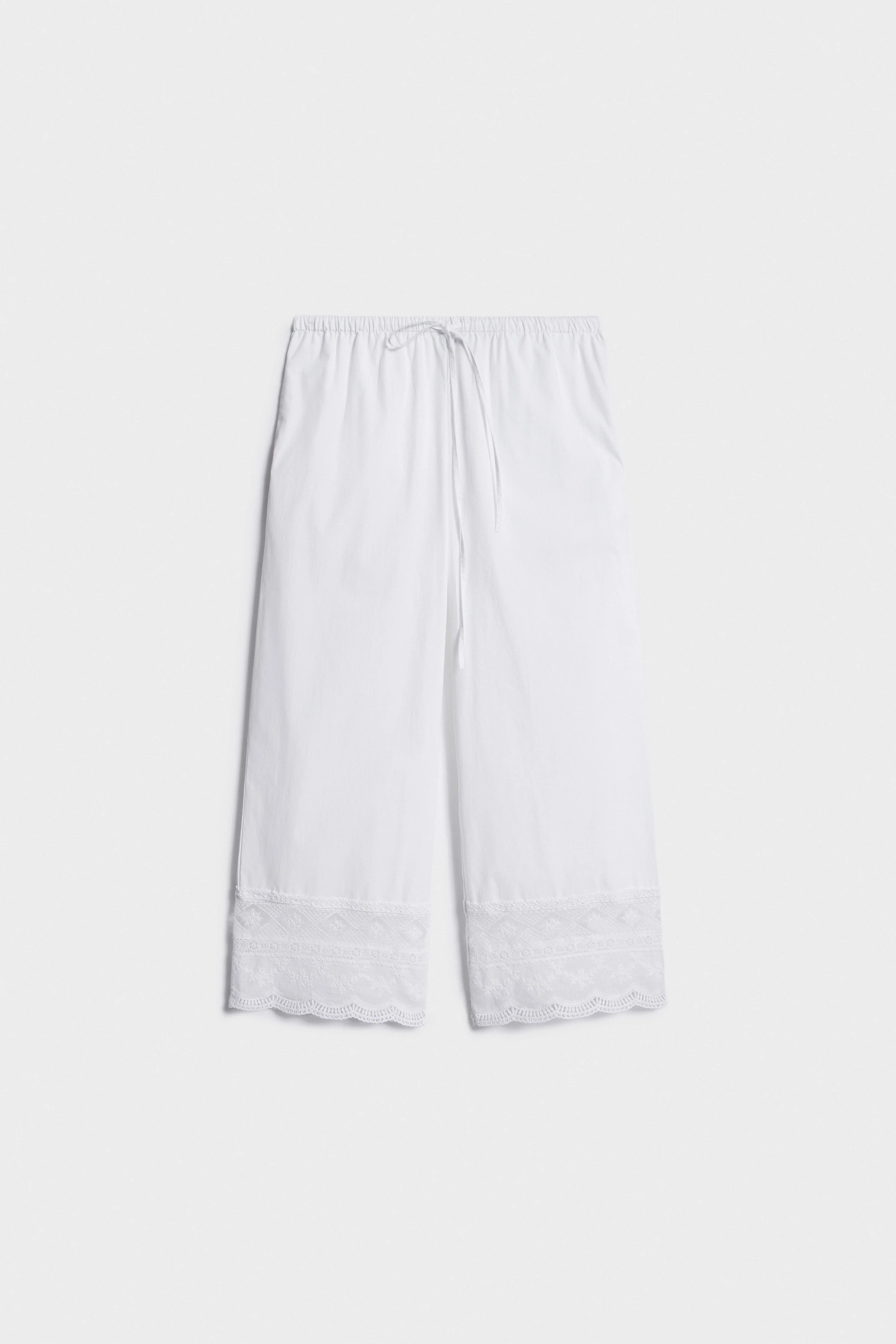 EMBROIDERY-DETAIL COTTON TROUSERS - Image 6