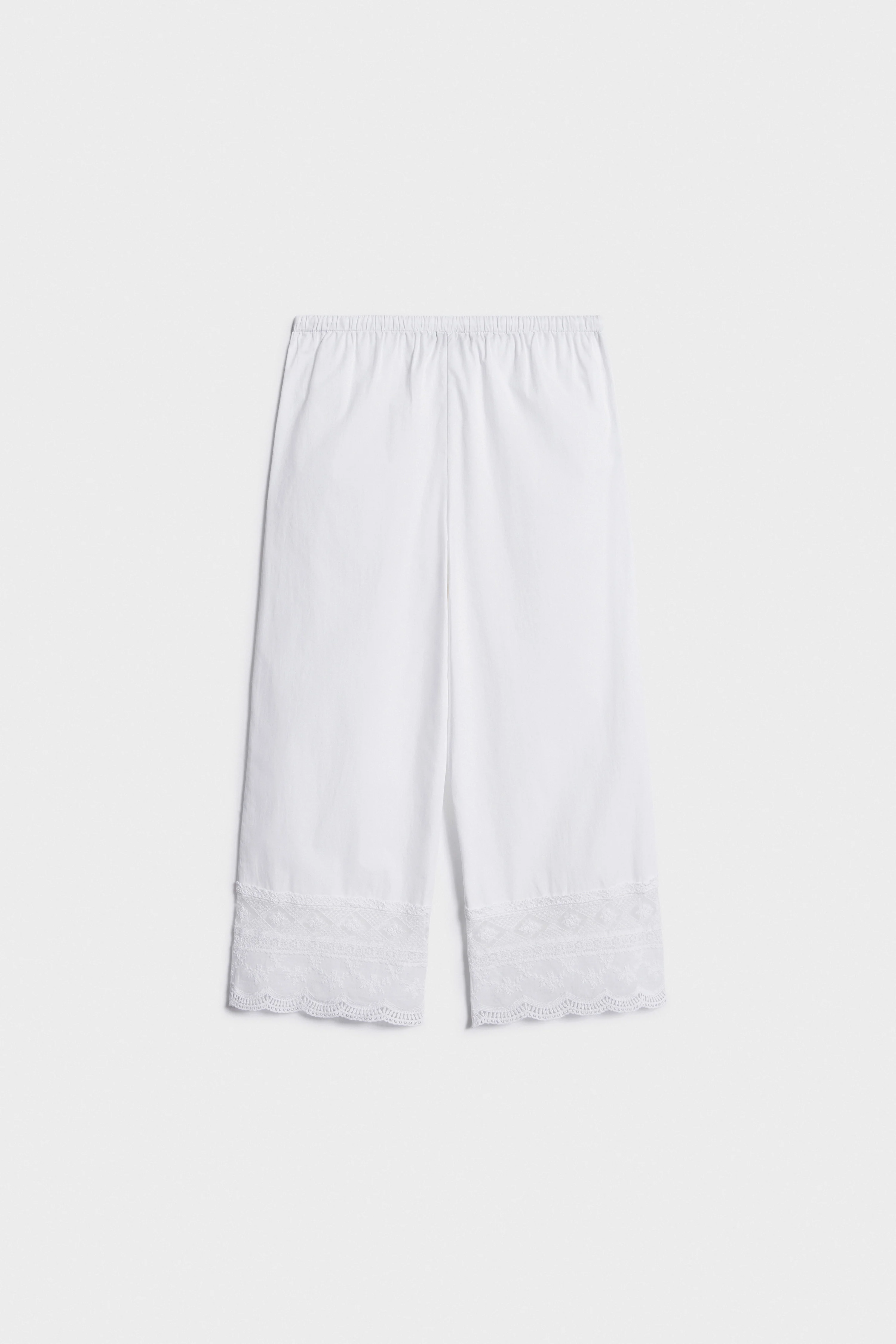 EMBROIDERY-DETAIL COTTON TROUSERS - Image 7