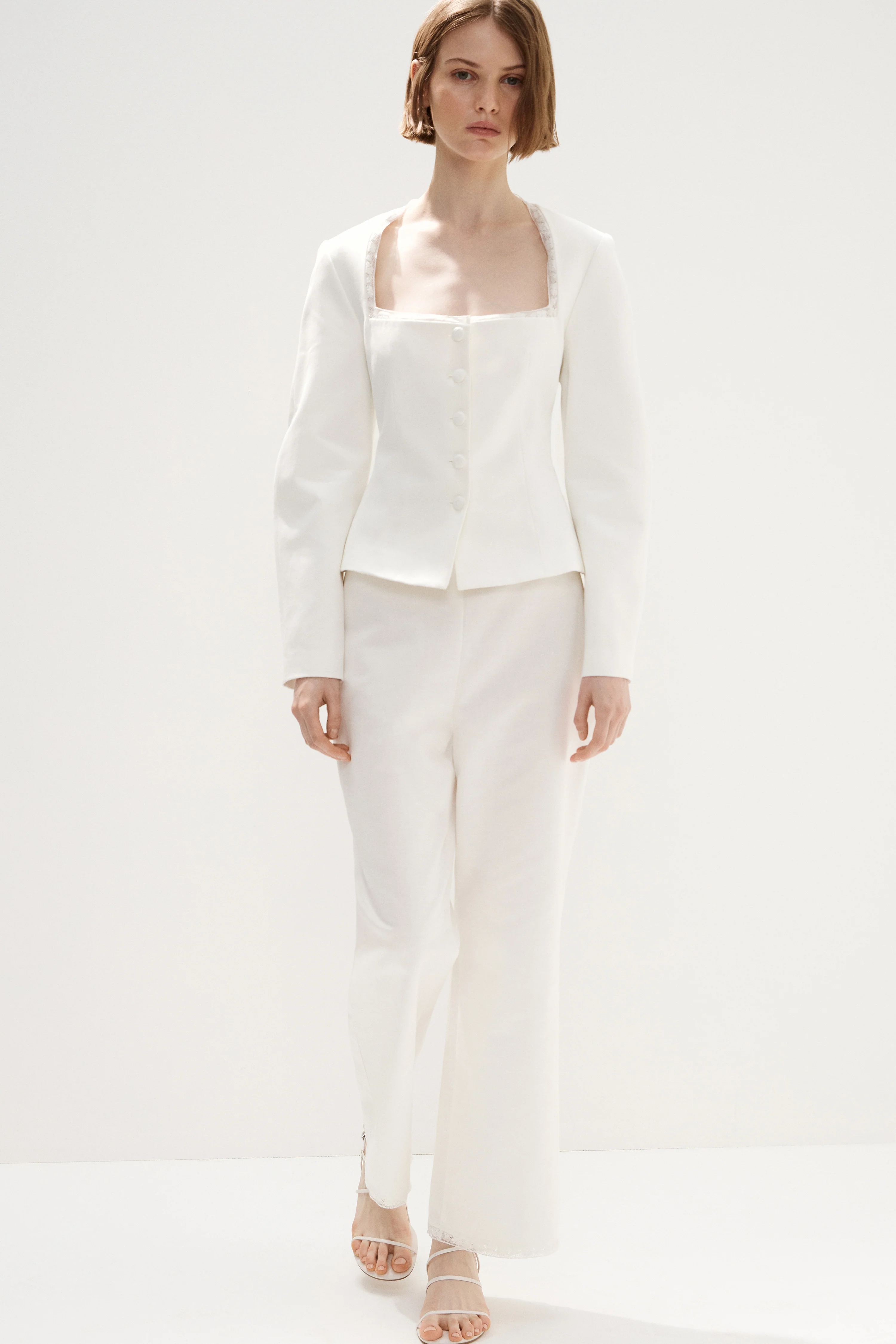 LACE-TRIMMED COTTON-LINEN BLAZER - Image 2