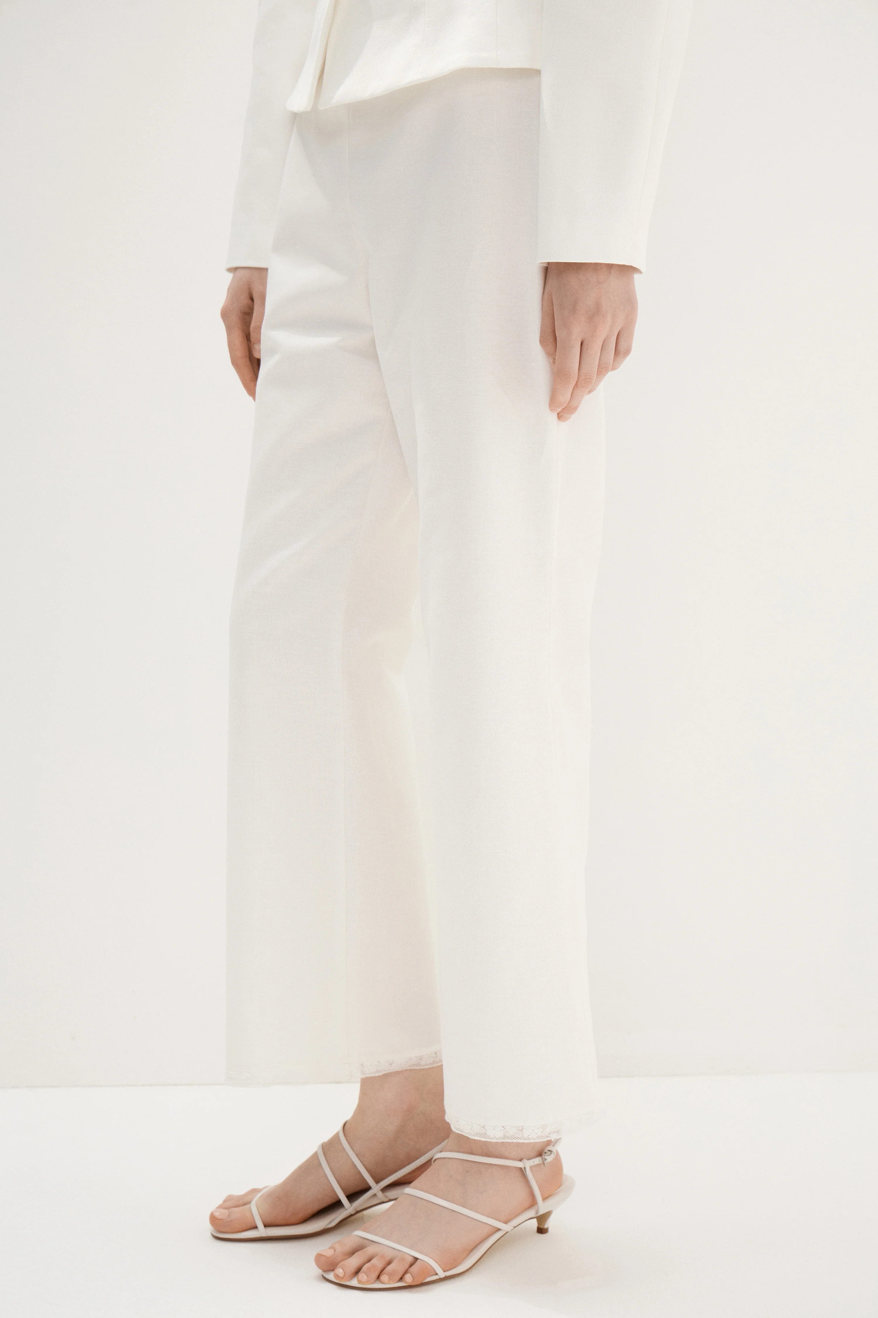 LACE-TRIMMED COTTON-LINEN TROUSERS - Image 2